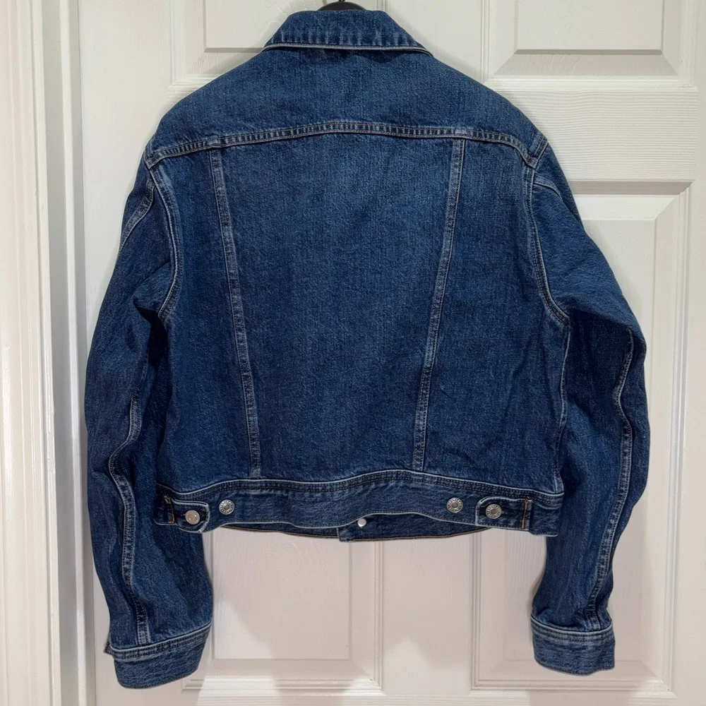 Everlane The Shrunken Denim Jacket Dark Indigo Wash Sz XL - Picture 6 of 12